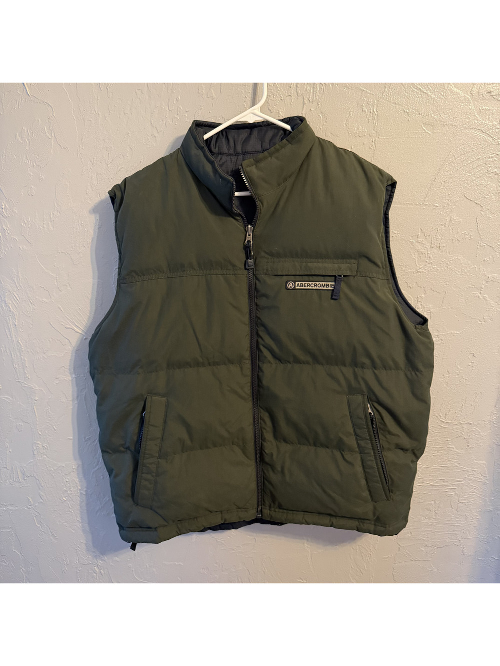 Vintage Abercrombie & Fitch Duck Down Puffer Vest Mens L Olive Green Outerwear